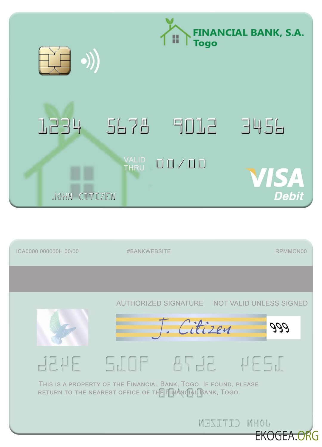 Carte de débit visa de la Banque Financière du Togo